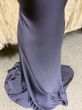 Marineblaues Polyester-Satin-Crepe-Gewebe – Nostalgisch (CF)