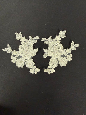 Ivory Beaded Lace Appliques - T151
