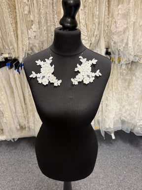 Ivory Beaded Lace Appliques - T151