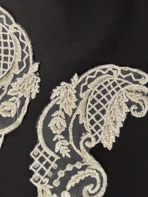 Ivory Beaded Lace Appliques - T550
