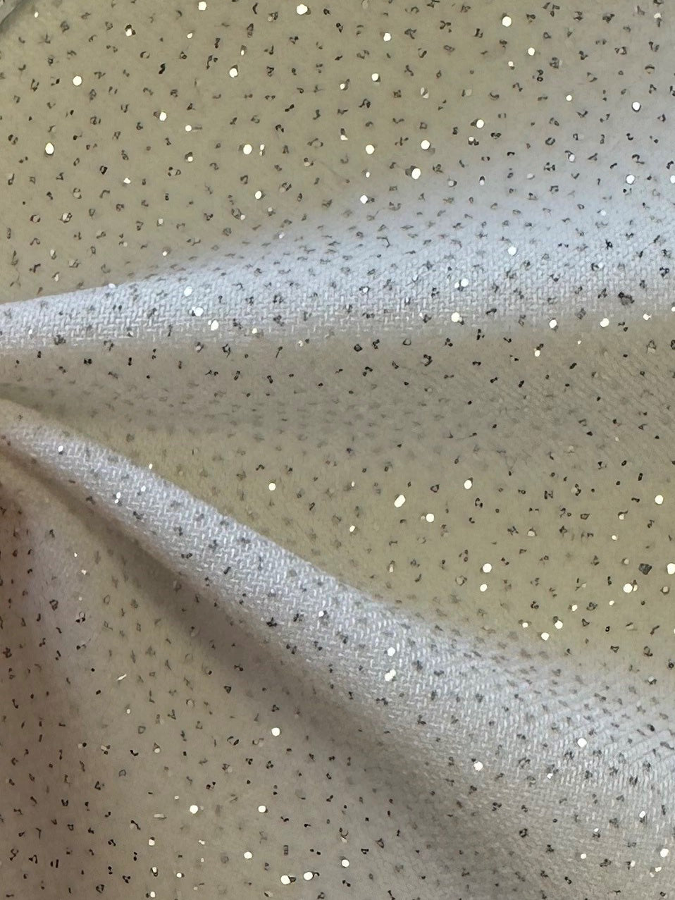 Elfenbeinfarbener Glitzer-Jerseystoff – Dazzle