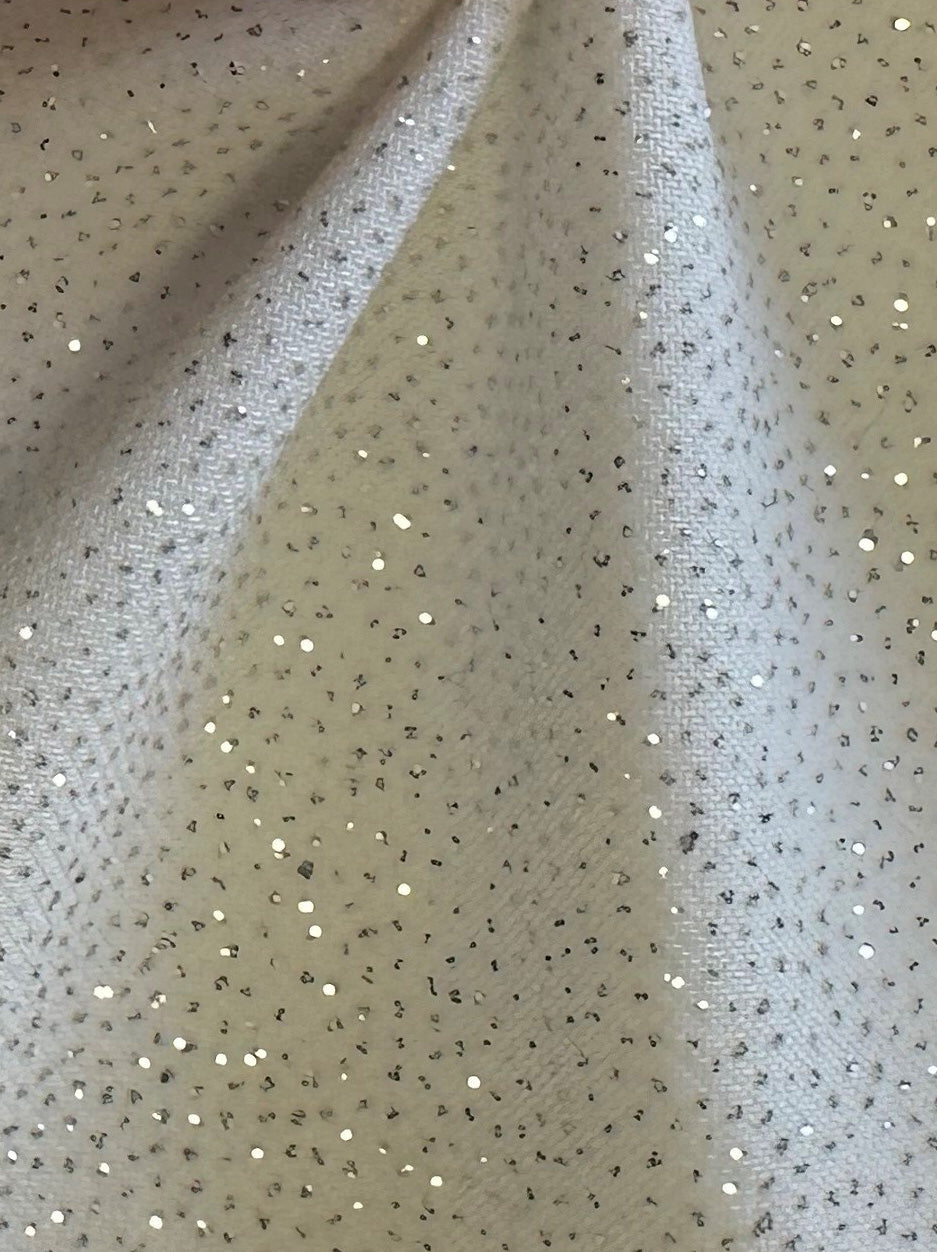 Elfenbeinfarbener Glitzer-Jerseystoff – Dazzle