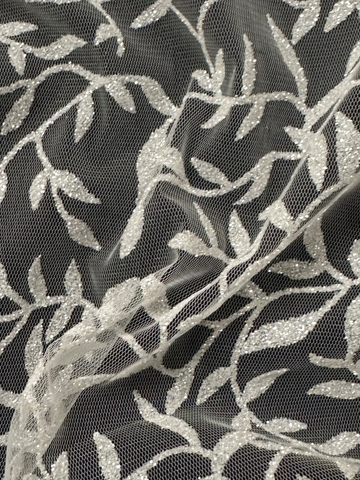 Elfenbeinfarbener Glitzertüll - Jasmin (CF)