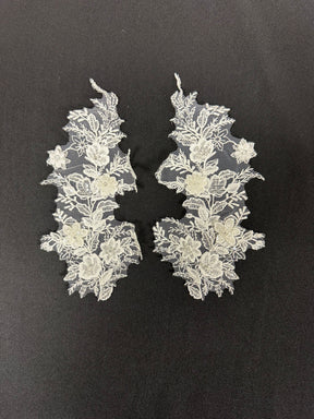 Elfenbeinfarbene Perlenspitzenapplikationen - MT4014