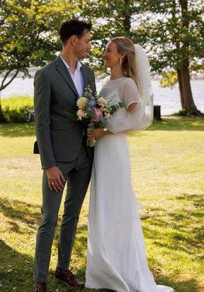 Elfenbeinfarbener Georgette mit Perlen – Mallory