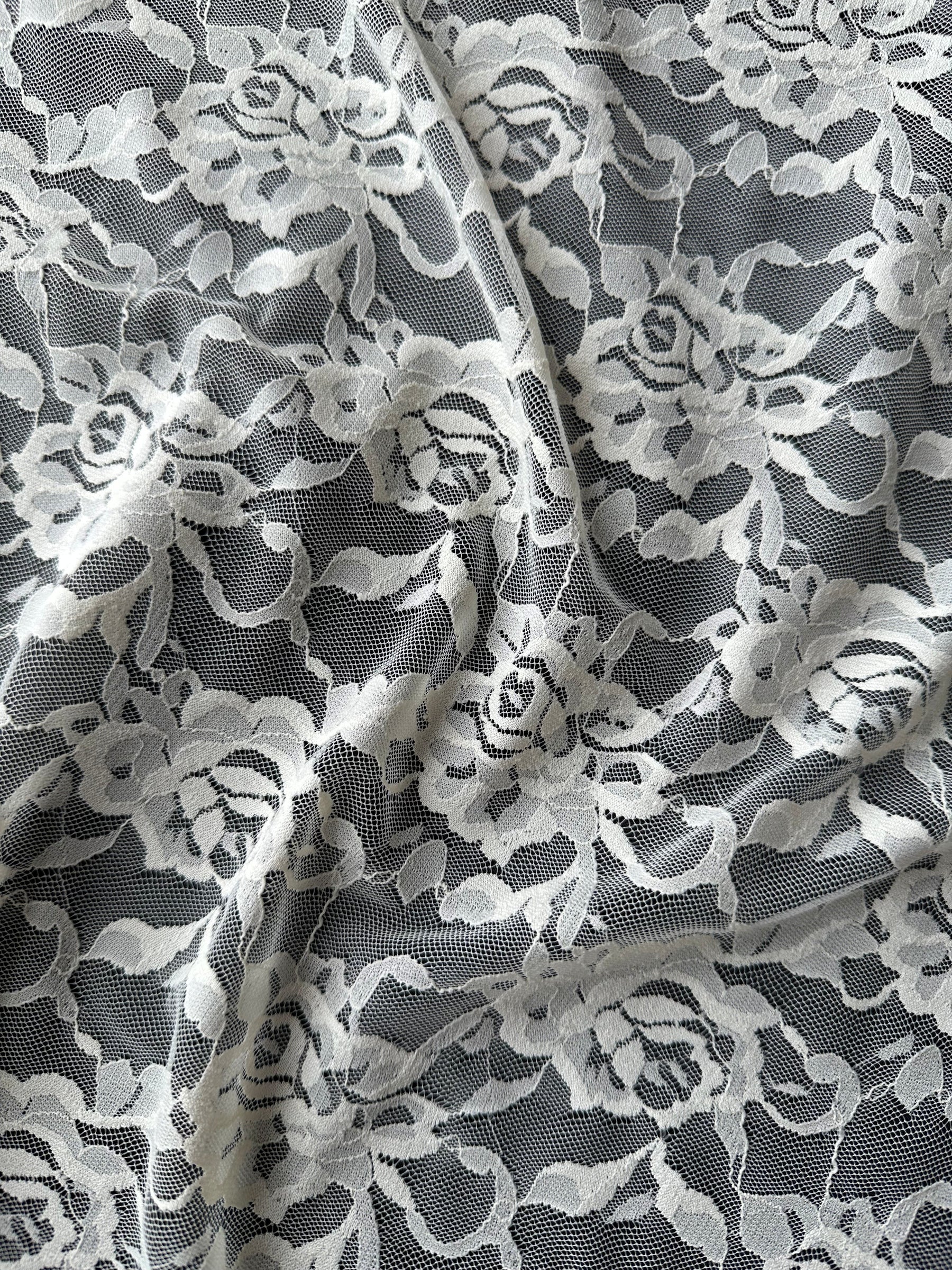 Elfenbeinfarbene Raschel-Stretchspitze – Matina