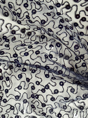 Marineblauer, bestickter Paillettentüll – EB3001