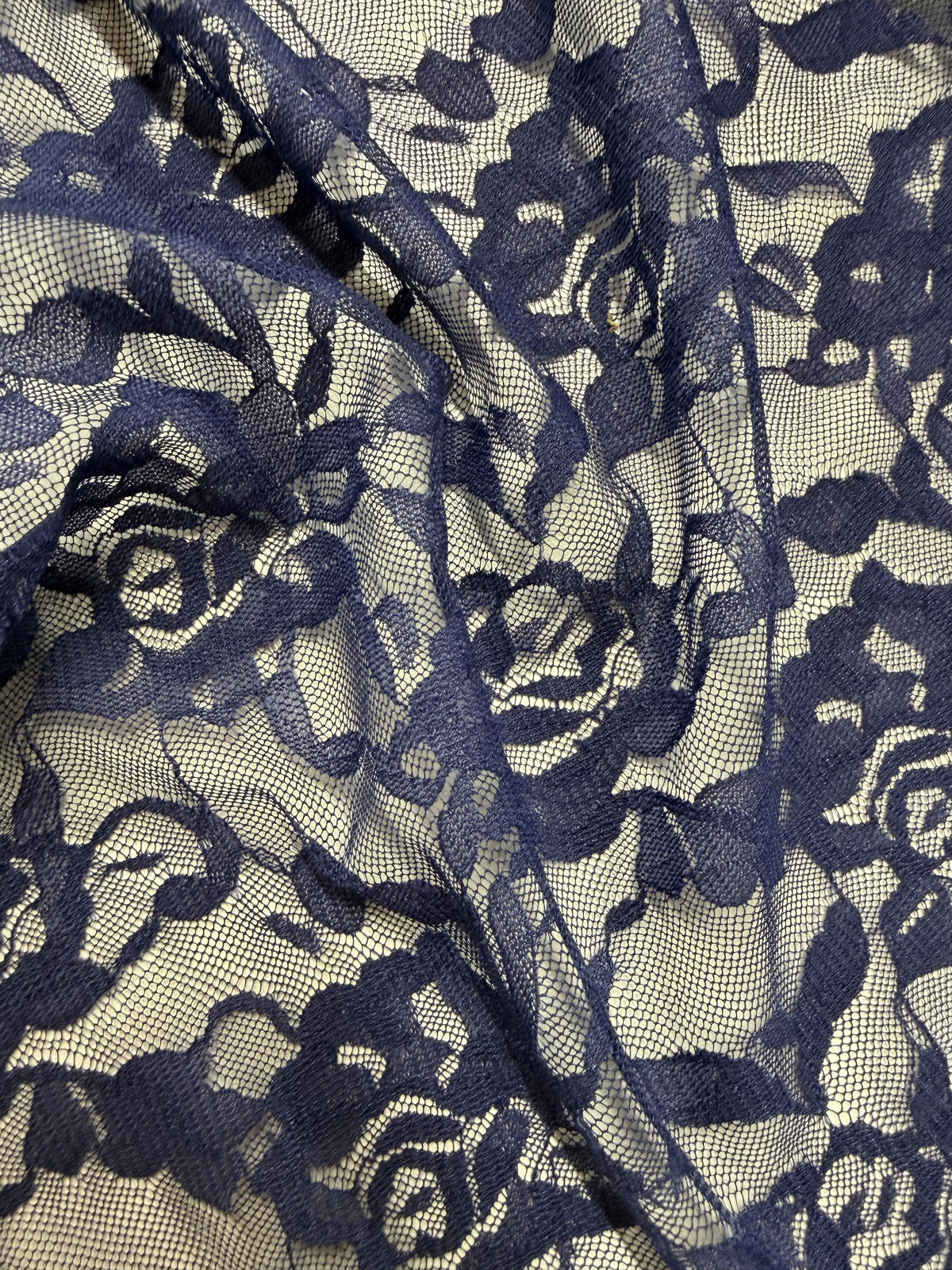 Navy Blue Raschel Stretch Lace – Matina