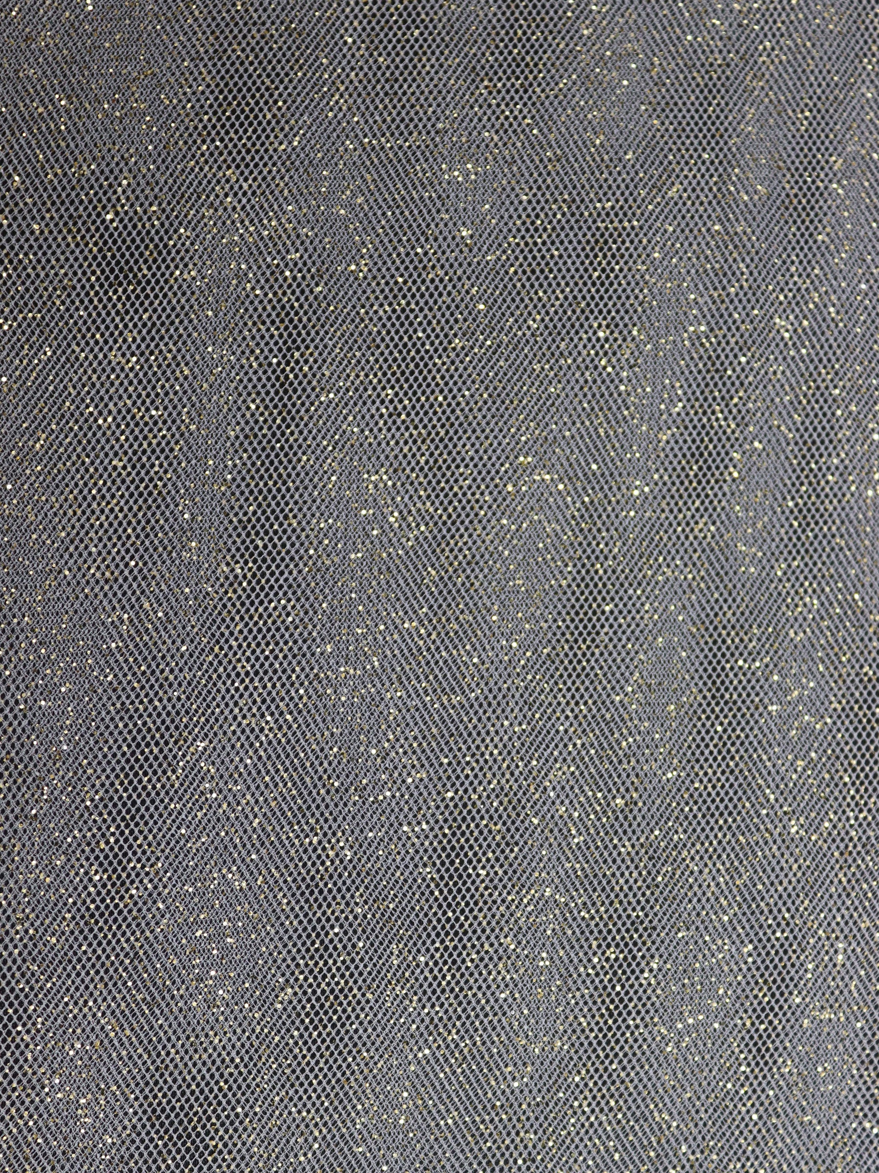 Elfenbeinfarbener Tüll mit Goldglitzer - P15