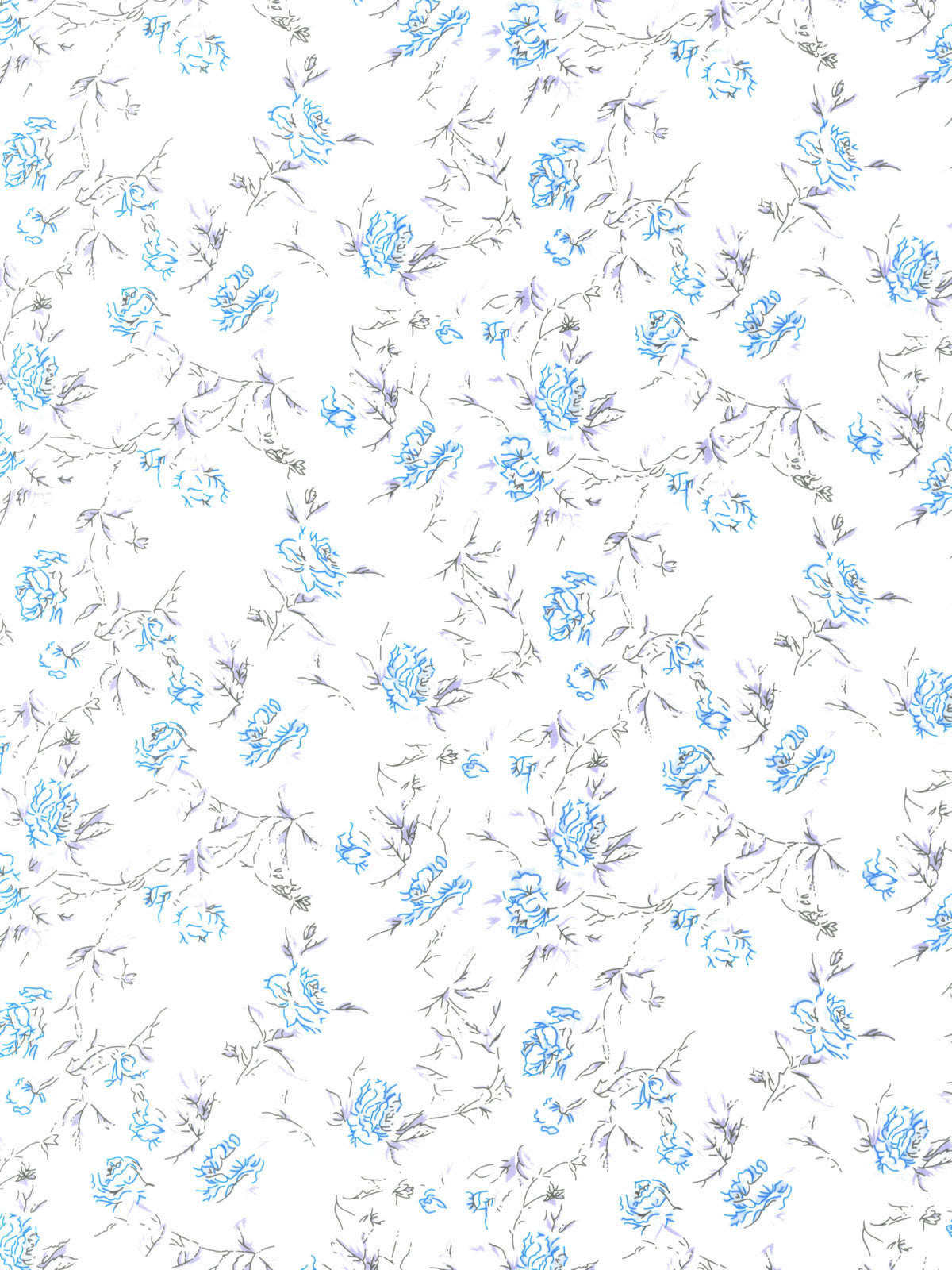 Elfenbein/Blau bedruckter Satin – PR1004