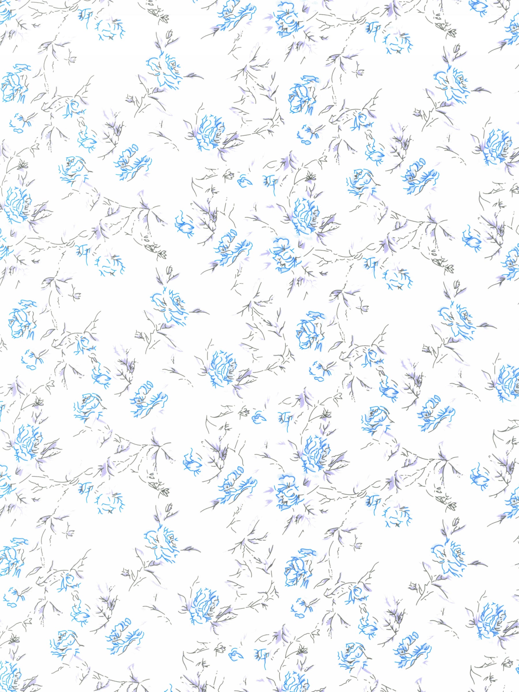 Elfenbein/Blau bedruckter Satin – PR1004