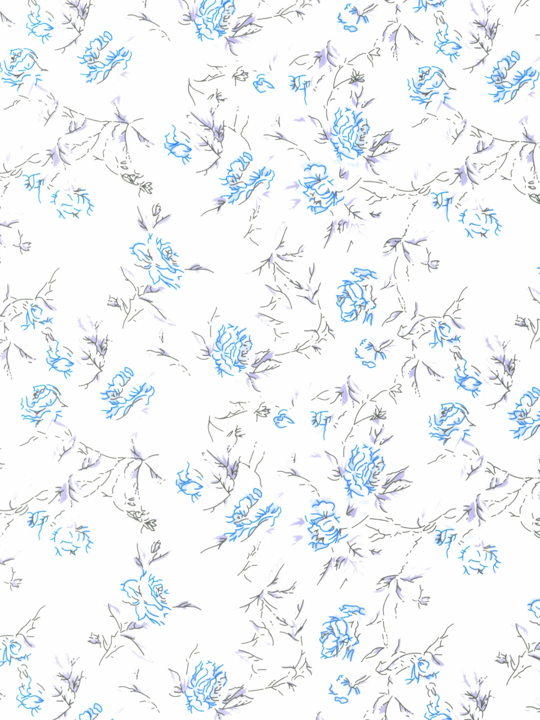 Elfenbein/Blau bedruckter Satin – PR1004