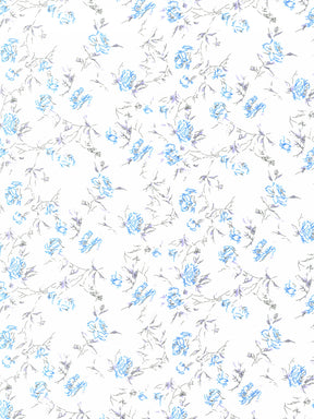 Elfenbein/Blau bedruckter Satin – PR1004