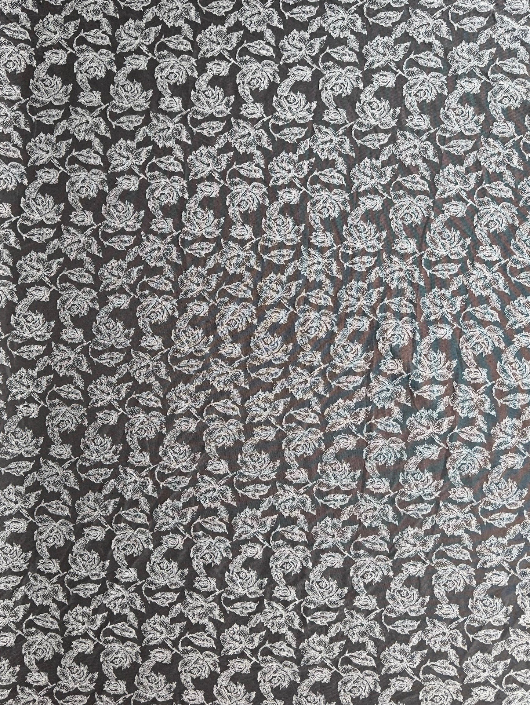 Elfenbeinfarbene französische Flockspitze mit Blumenmuster – Rebel