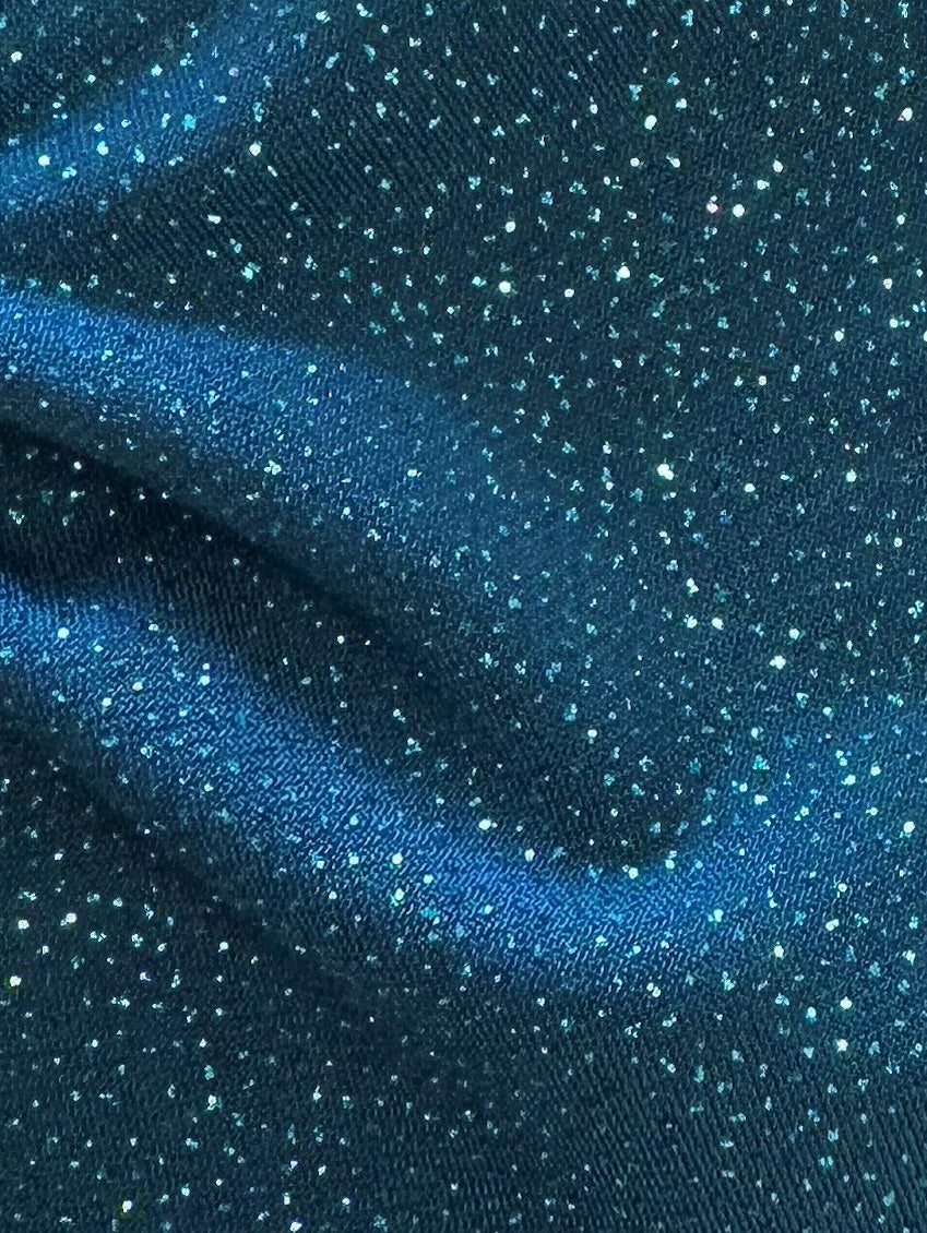 Türkisfarbener Glitzer-Jerseystoff – Dazzle