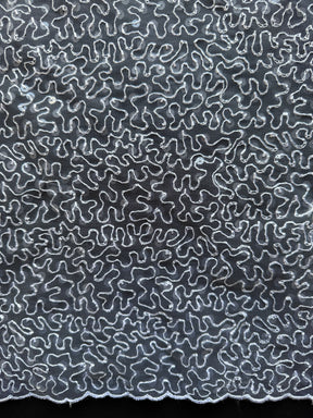 Weißer, bestickter Paillettentüll – EB3001