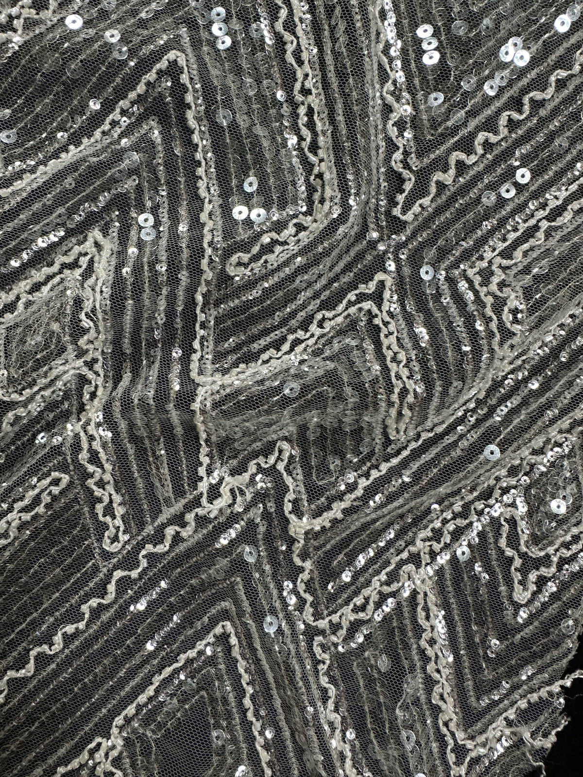 Elfenbeinfarbener Paillettentüll - Angola (CF Amelia)