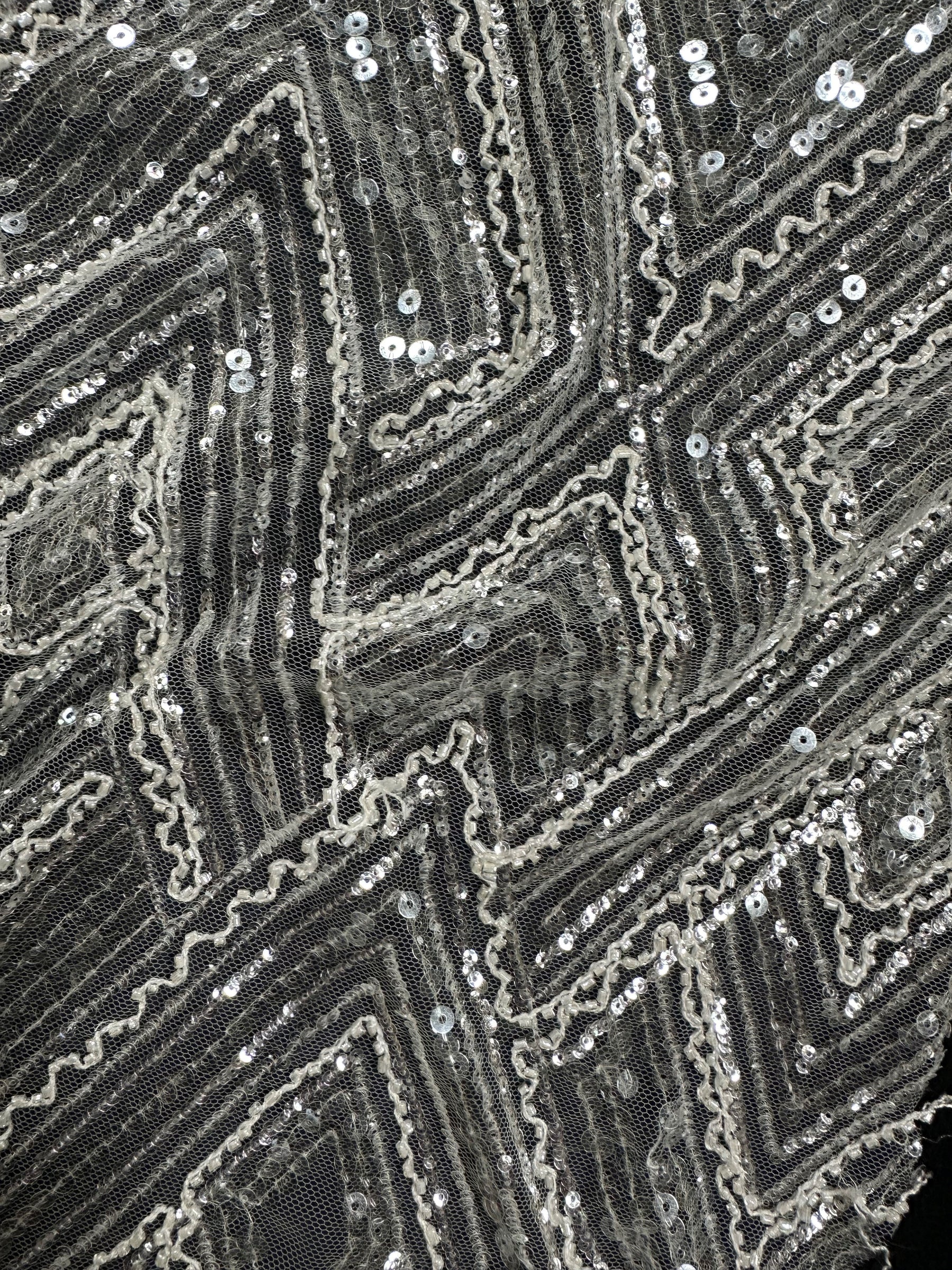 Elfenbeinfarbener Paillettentüll - Angola (CF Amelia)