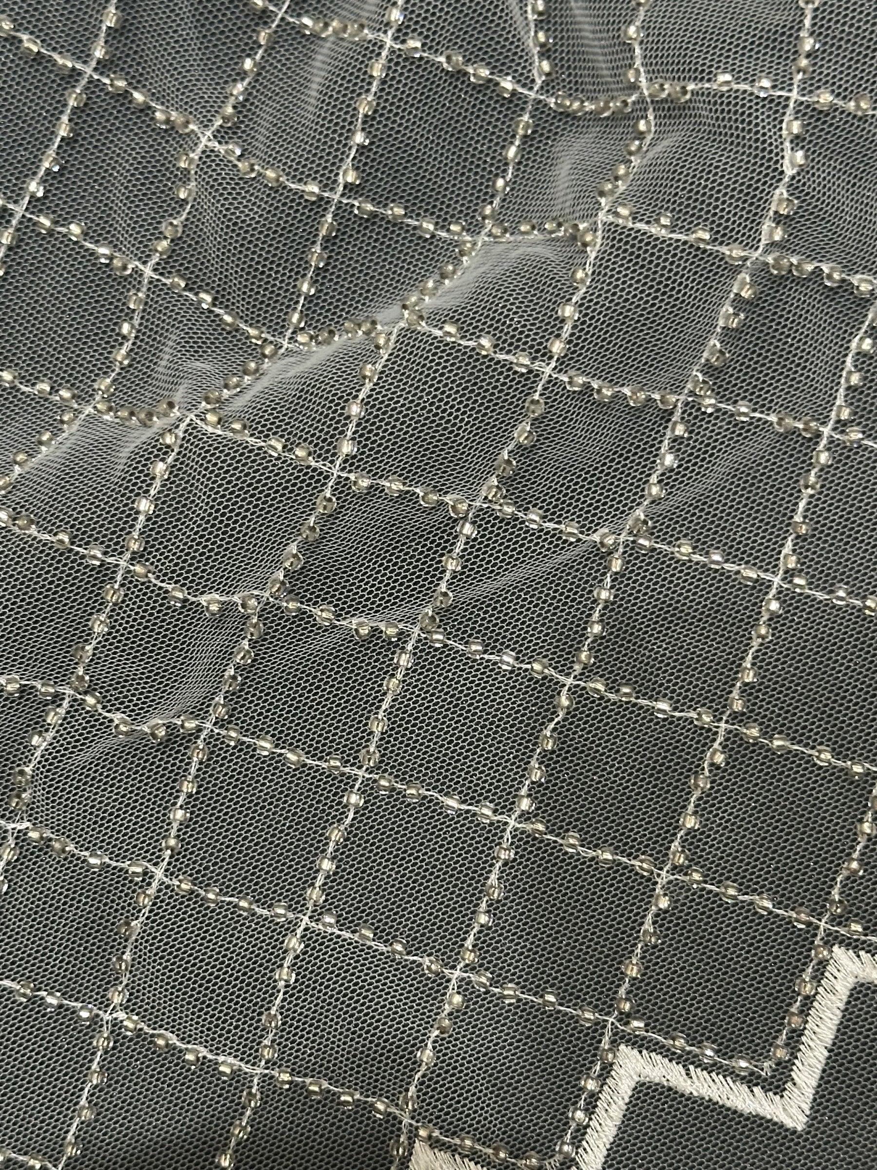 Elfenbeinfarbene Perlen-Gitterspitze - Penelope (CF)