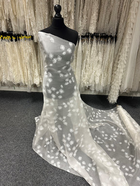 Ivory Printed Silk Satin Organza - Awareness