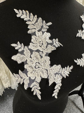 Elfenbeinfarbene Pailletten-Spitzenapplikationen – Ondine