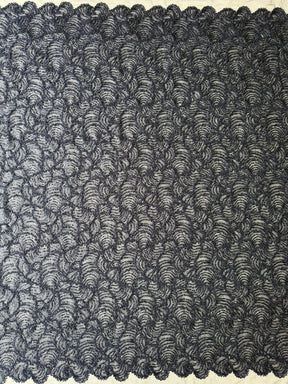 Marineblauer, 3D-bestickter Perlen-Tüll - EB1021