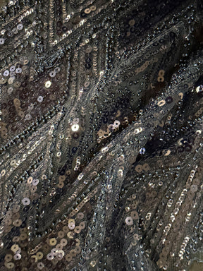 Marineblauer, bestickter Perlentüll - EB1046
