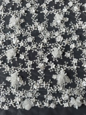 Elfenbeinfarbene 3D-bestickte Spitze - Savinder