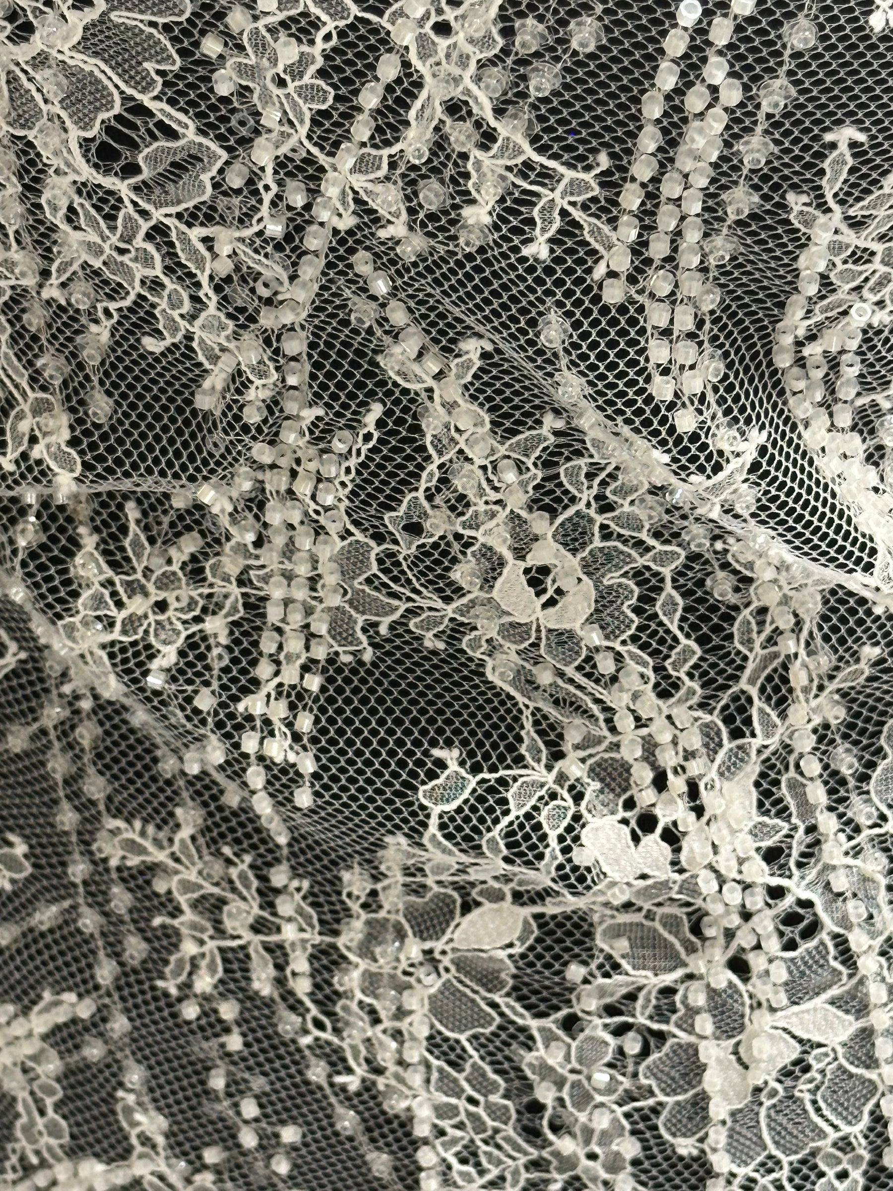 Ivory Corded and Sequin Lace - Cappie