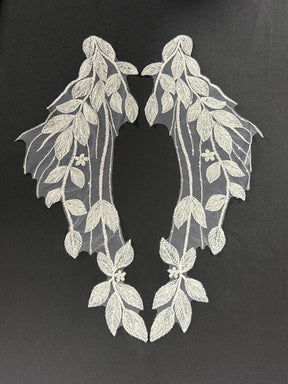 Elfenbeinfarbene Perlenspitzenapplikationen - MT4010