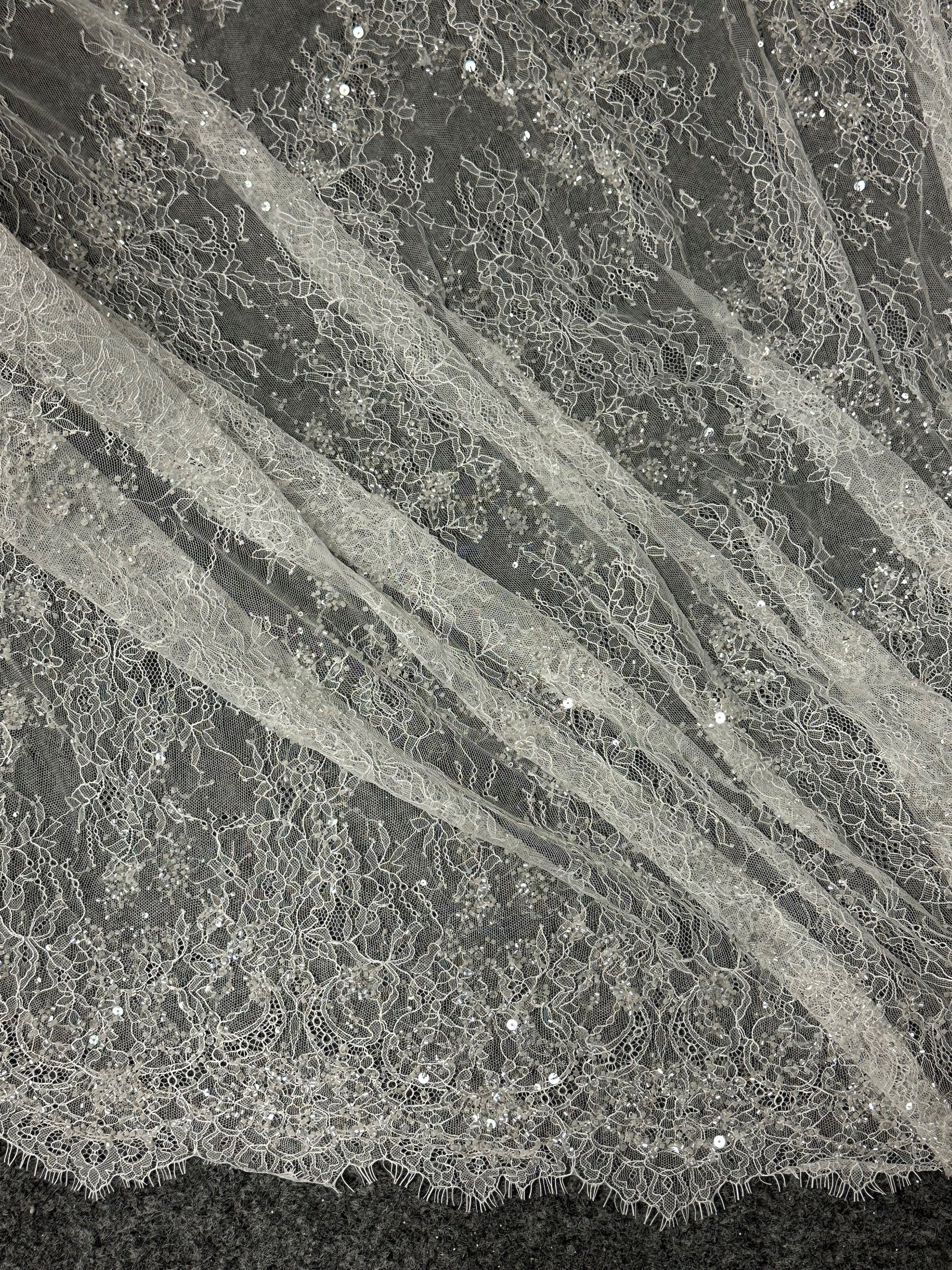 Ivory Corded and Sequin Lace - Fronnie