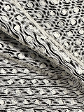 Ivory Stretch Spotted Tulle - Imola