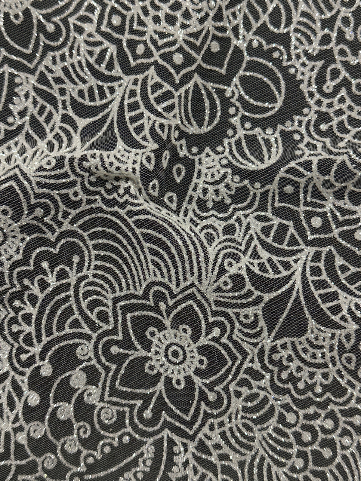 Elfenbeinfarbener Glitzertüll - Glisten (CF)