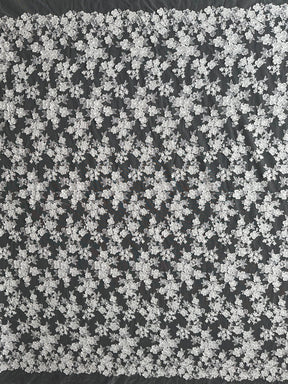 Elfenbeinfarbene, bestickte 3D-Spitze - EB5033