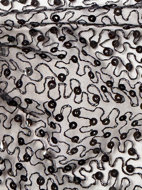 Schwarzer, bestickter Paillettentüll – EB3001