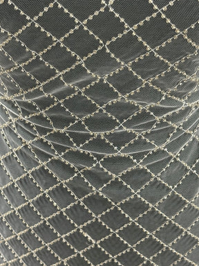 Elfenbeinfarbene Perlen-Gitterspitze - Penelope (CF)