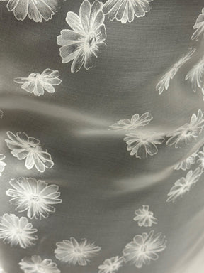 Ivory Printed Silk Satin Organza - Awareness