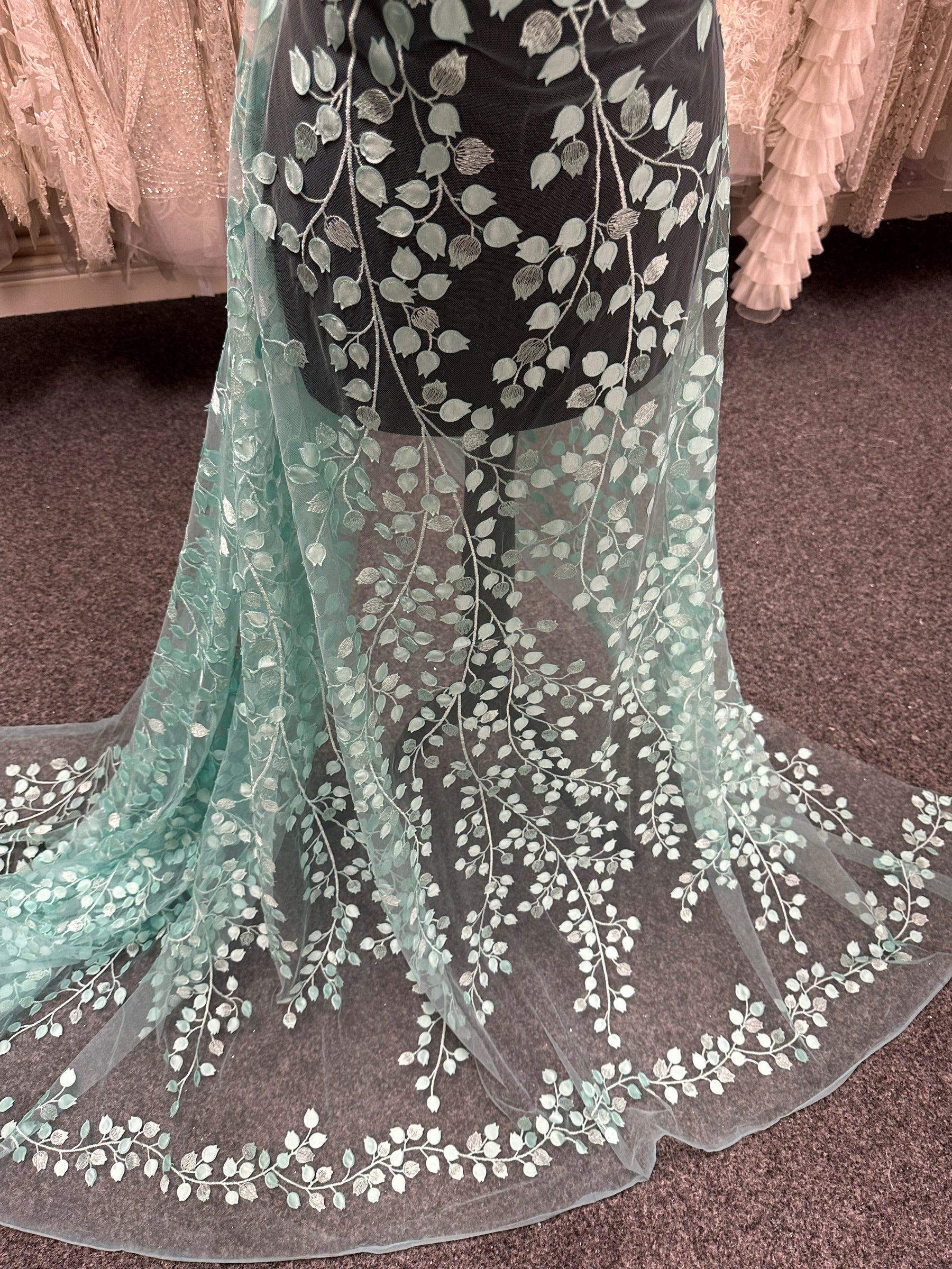 Türkisfarbene 3D-Stickspitze - EB5034