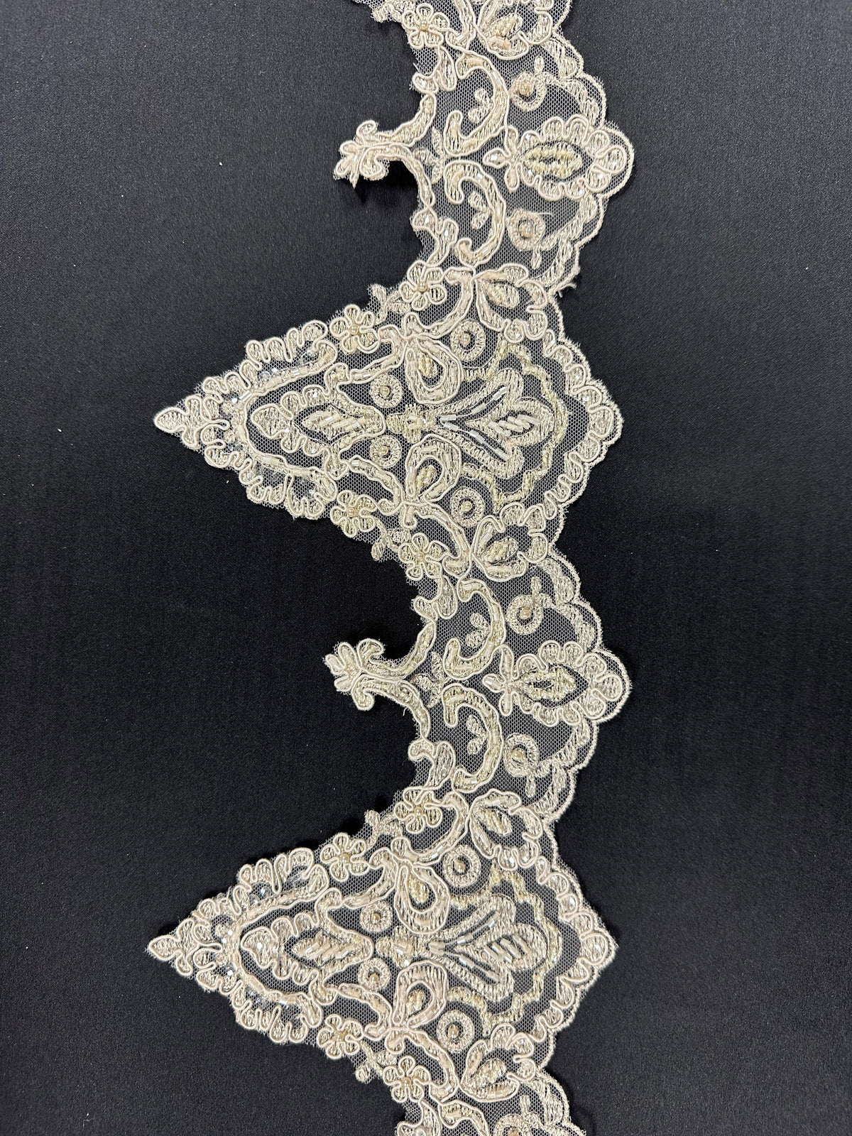 Elfenbeinfarbene Perlenspitzenborte - Zigguart