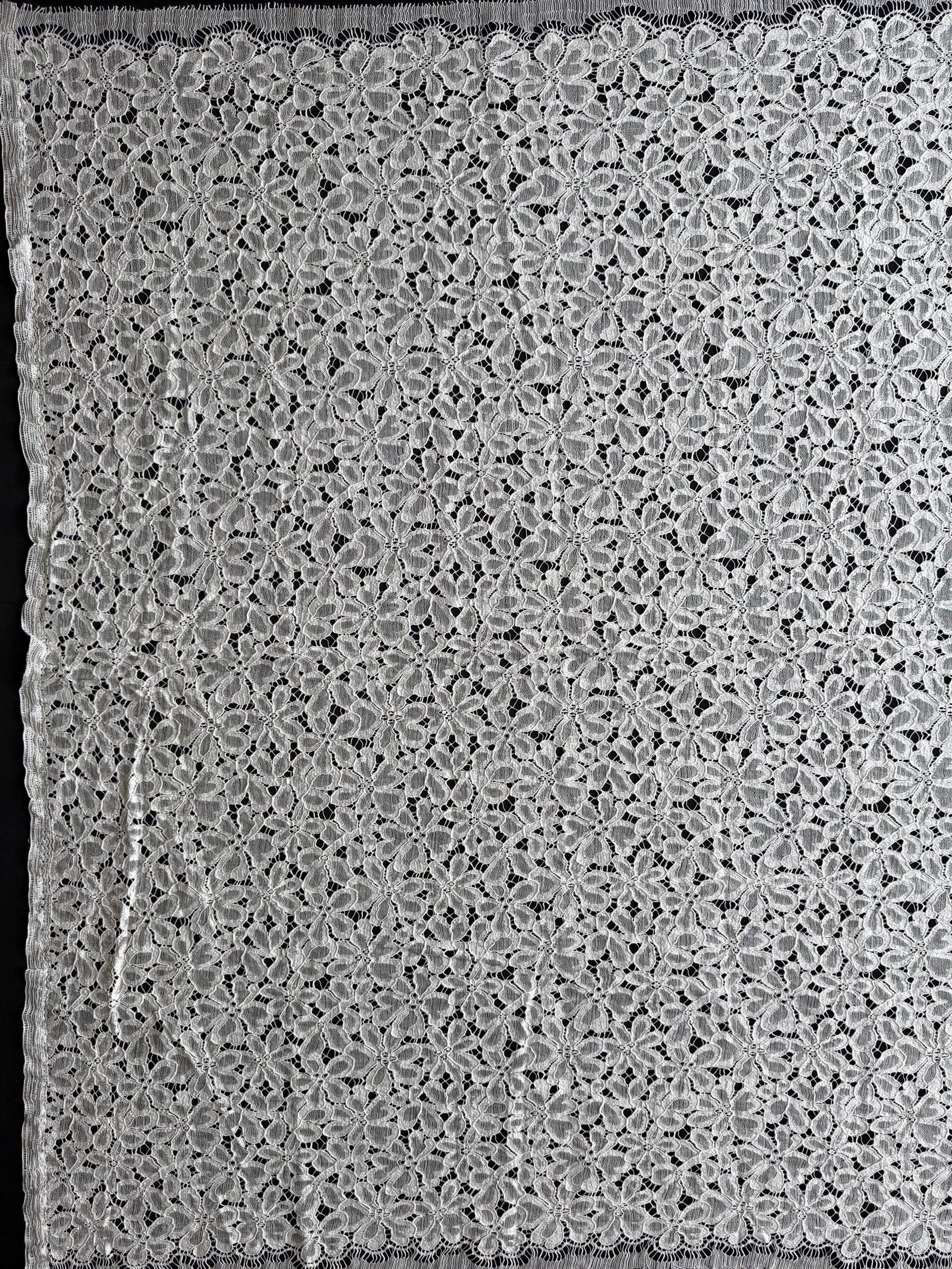 Elfenbeinfarbene französische Spitze mit Kordelstickerei - LA4006
