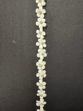 Elfenbein 3D Georgette Blüten Kristallbesatz - EH1020