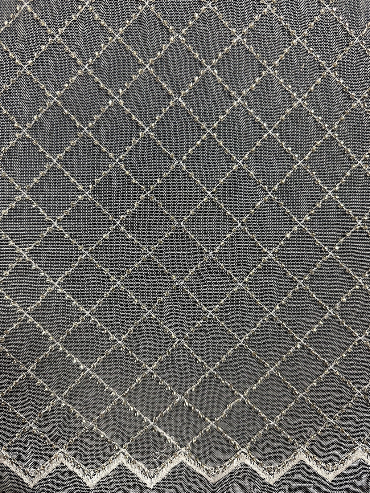 Elfenbeinfarbene Perlen-Gitterspitze - Penelope (CF)