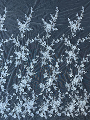 Elfenbeinfarbene 3D-Blumenspitze – Oktober