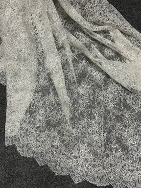 Ivory Corded and Sequin Lace - Muffin