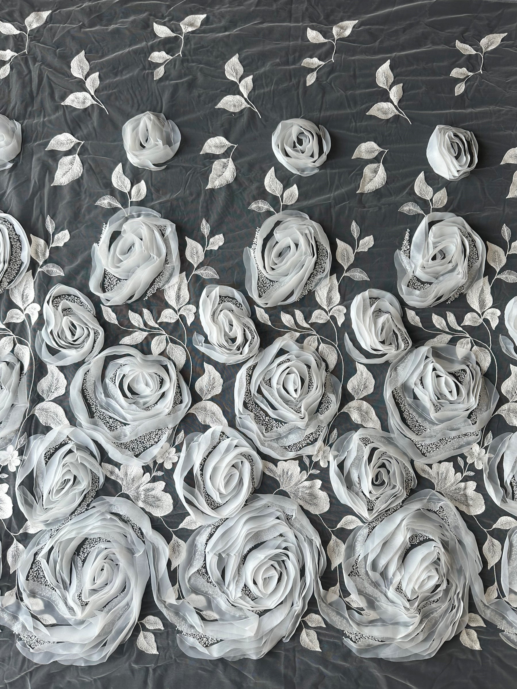 Elfenbeinfarbene 3D-gestickte Spitze – Asalla 