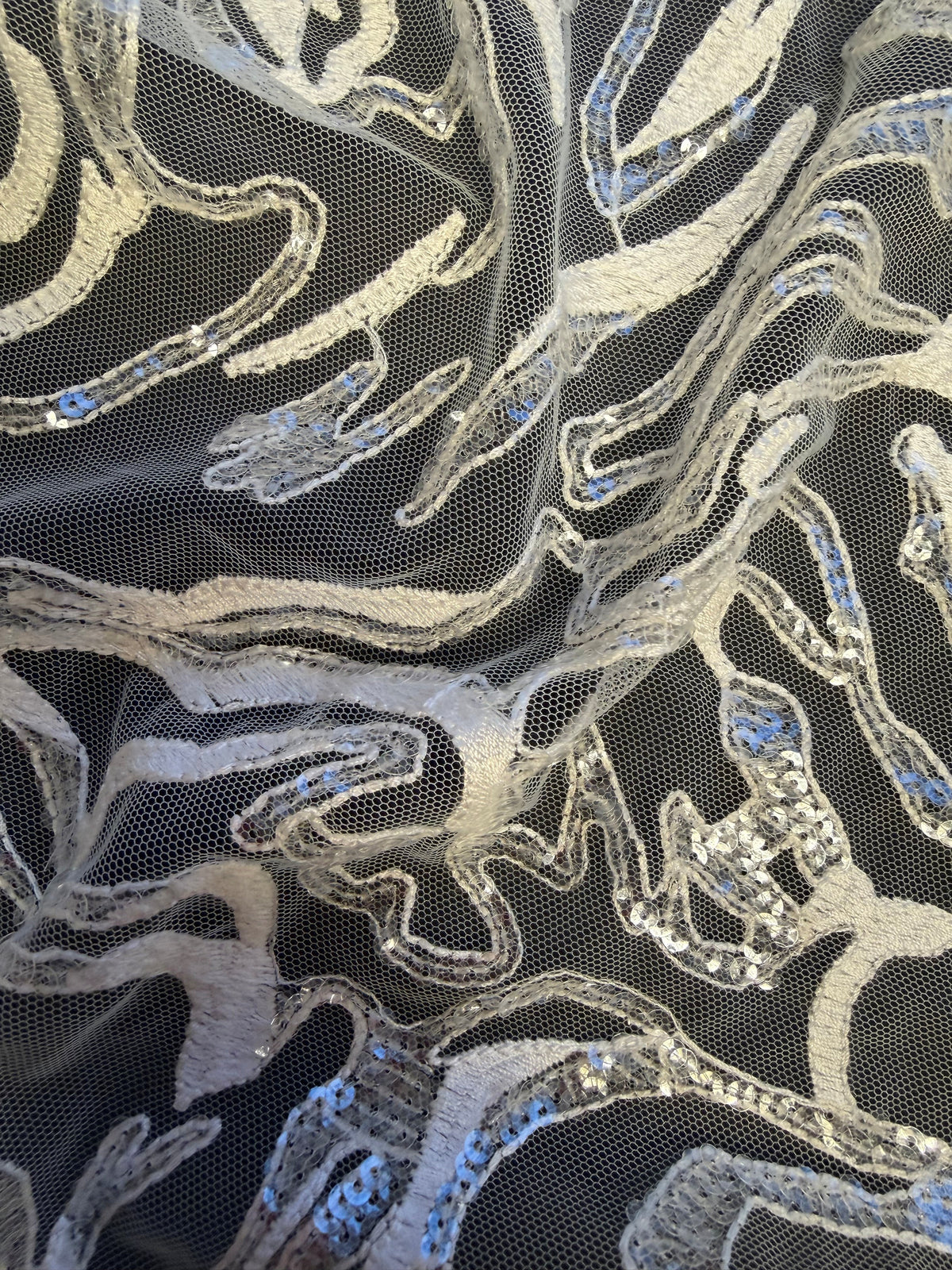 Elfenbeinfarbene Paillettenspitze - EB3012