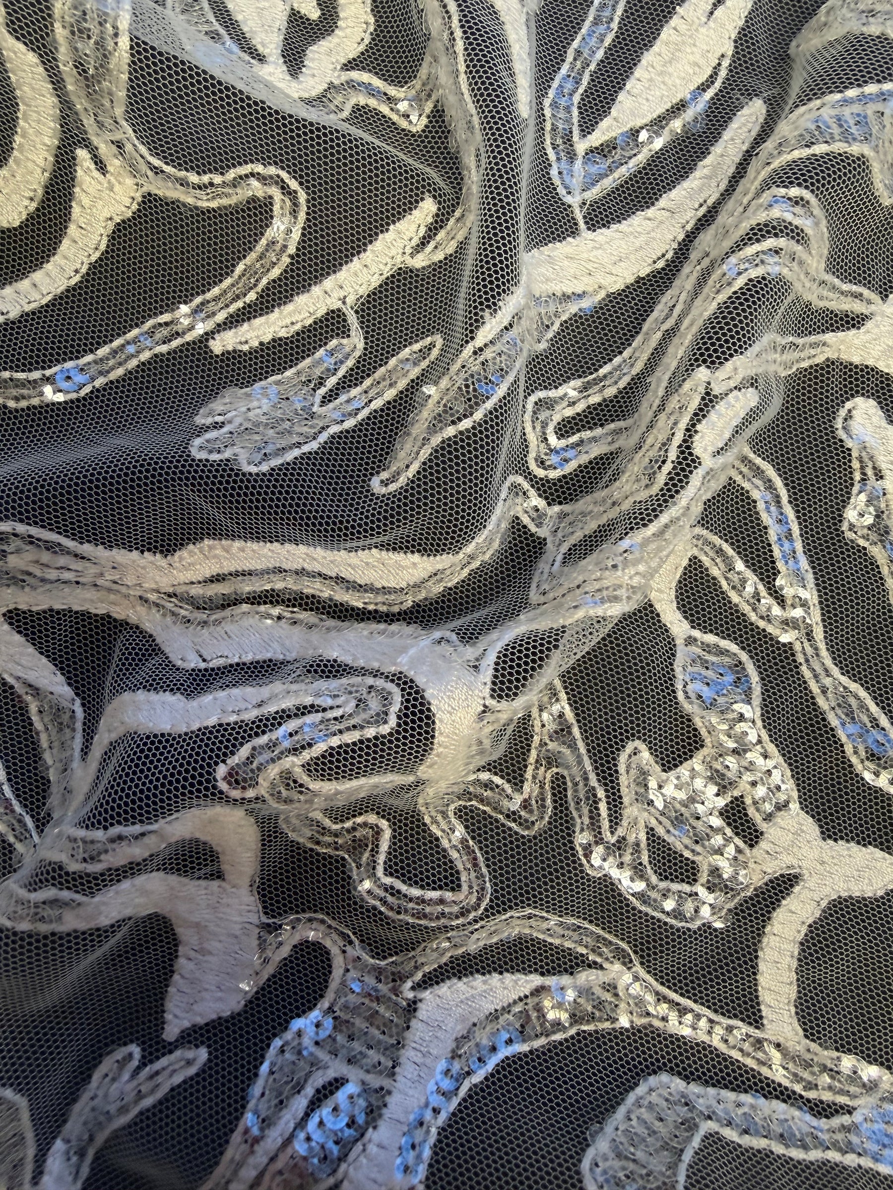 Elfenbeinfarbene Paillettenspitze - EB3012