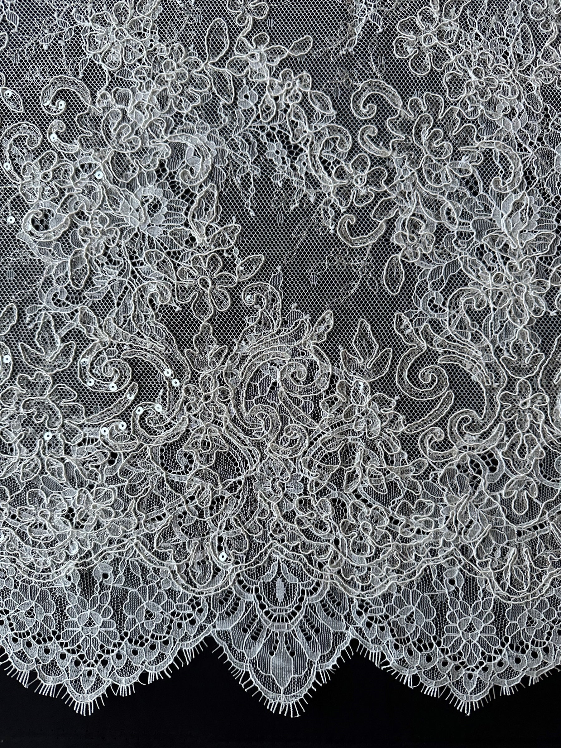 Ivory Corded and Sequin Lace - Muffin