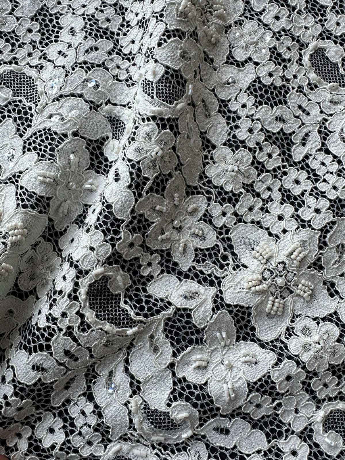 Elfenbeinfarbene Perlen- und Kordelspitze - Österreich (CF Annabel)