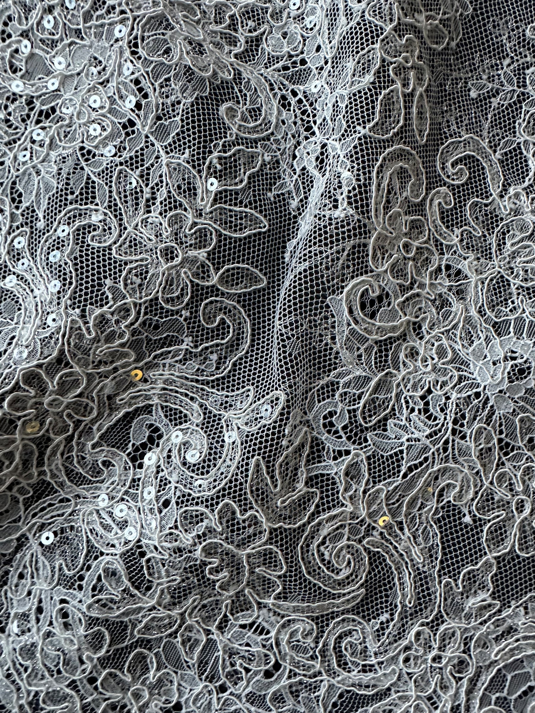 Ivory Corded and Sequin Lace - Muffin